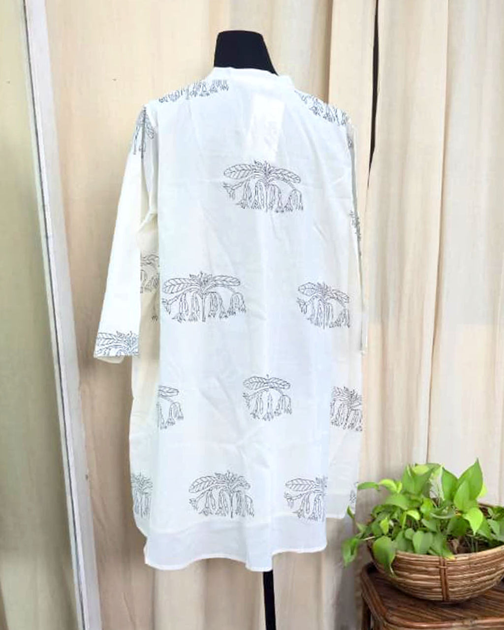 Noorline White Handblock printed kurta - Love Despite