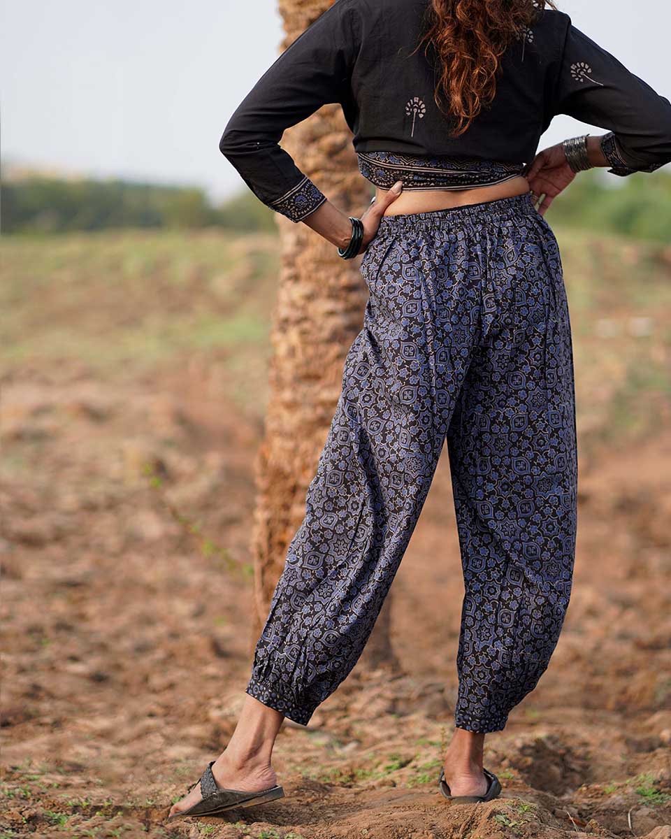 Wistful Dawn Blockprinted Cotton Pant-WWB