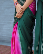 Easy Flow Green Handblock Print Modal Silk Saree - Flow