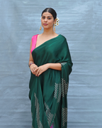 Easy Flow Green Handblock Print Modal Silk Saree - Flow