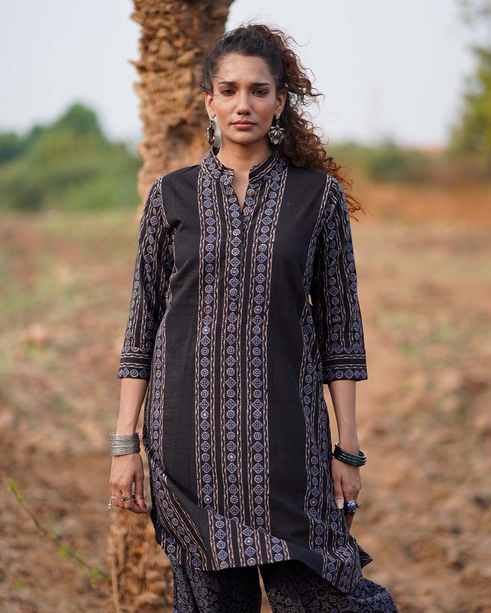 Gentle Flutter Blockprinted Cotton Kurti-WWB