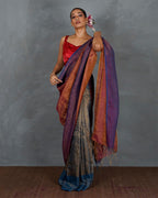 Chase Light Violet Handwoven Linen Saree - TARA