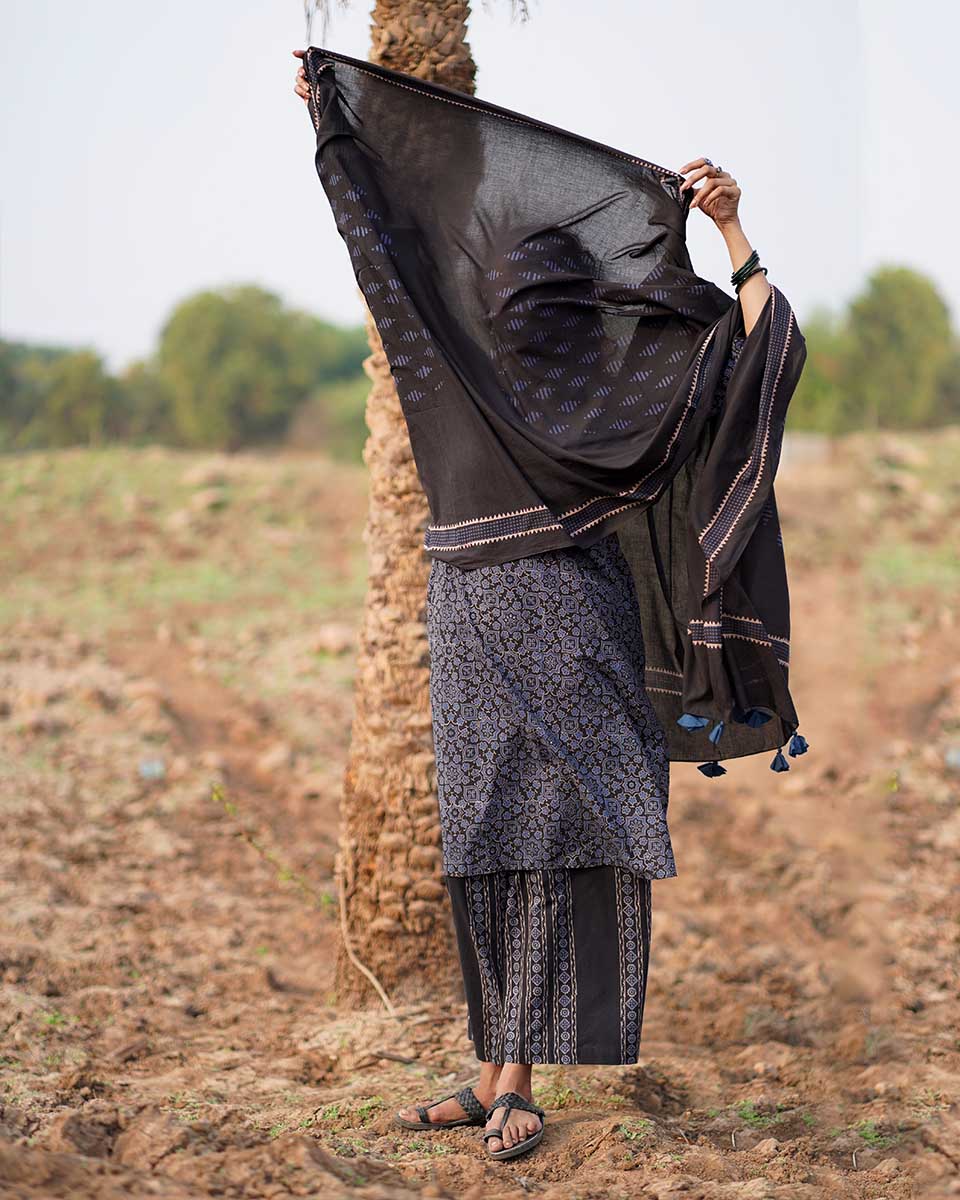 Breezy Dreams Blockprinted Cotton Dupatta-WWB