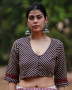 Kaliyon Ka Chaman Brown Block Printed Cotton Blouse - WW