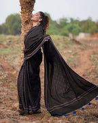 Sweet Jasmine Blockprinted Cotton Saree-WWB
