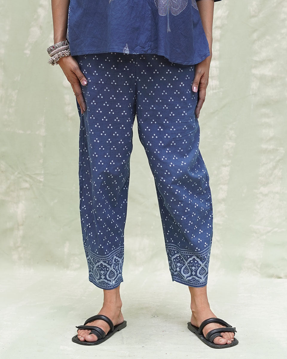Virari Blue Handblock Print Cotton Pant - INDI