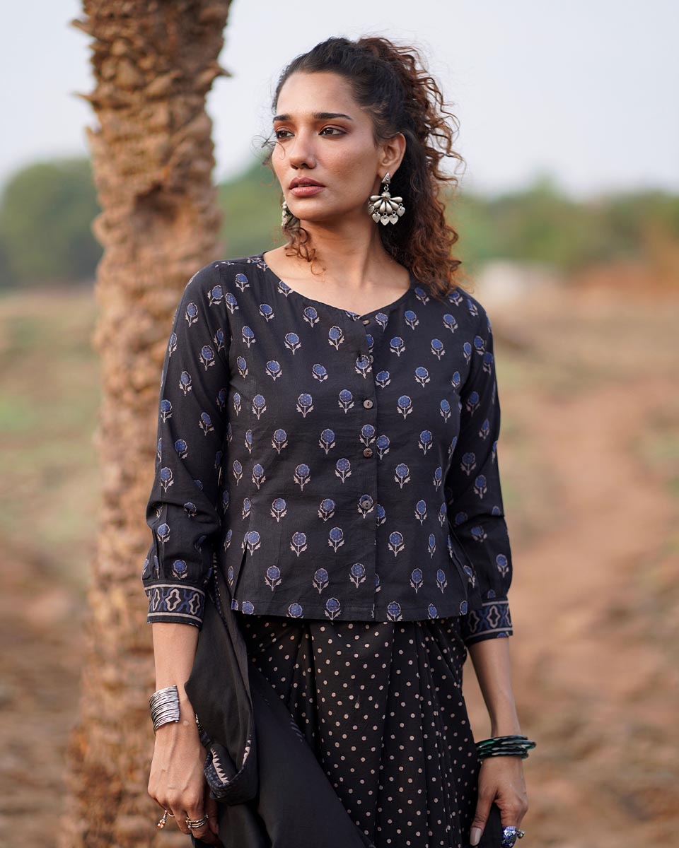 Dreamweaver Blockprinted Cotton Blouse-WWB
