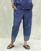 Virari Blue Handblock Print Cotton Pant - INDI