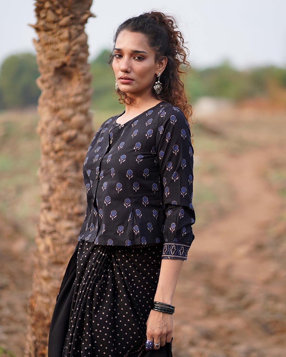 Dreamweaver Blockprinted Cotton Blouse-WWB