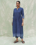 Jogi Blue Handblock Print Cotton Kurta Set - INDI