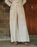Coconut Frost Ivory Block Printed Pants - SFD