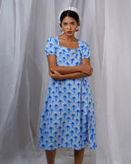 Ishani Blue Hand Block Printed Dress-BAD