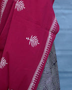 Charulata Maroon Handblock Printed Cotton Saree - Soil