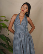 Lunar Hush Grey Block Printed Dress - BMS