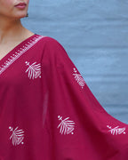 Charulata Maroon Handblock Printed Cotton Saree - Soil