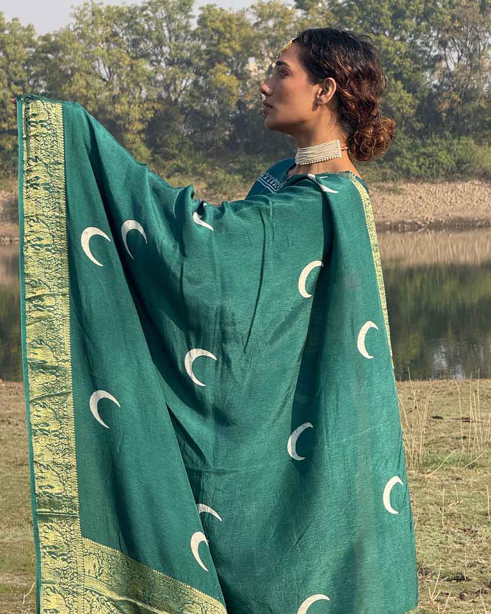 Bansari Blockprinted Dola Silk Saree - RB