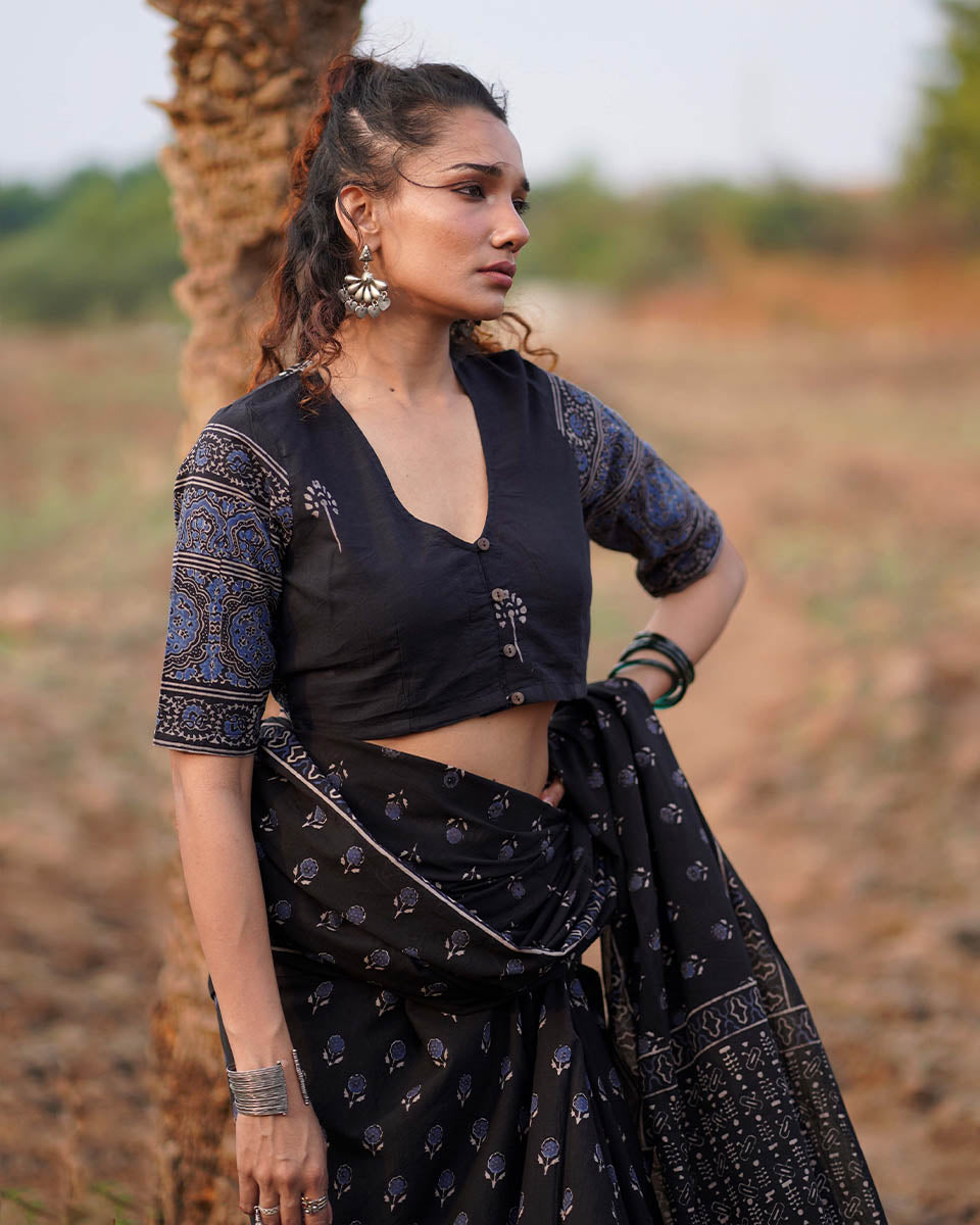 Quiet Eclipse Blockprinted Cotton Blouse-WWB