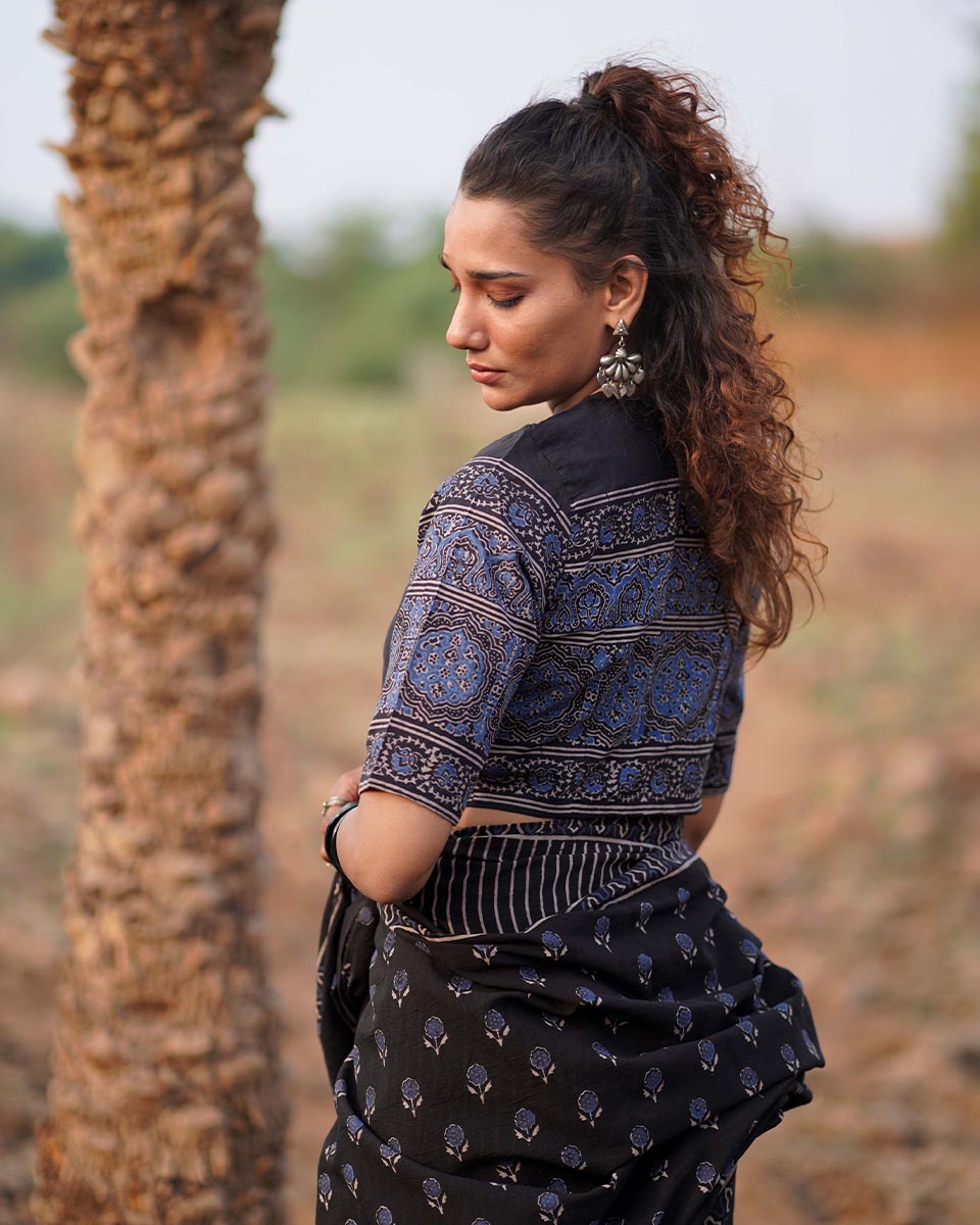 Quiet Eclipse Blockprinted Cotton Blouse-WWB