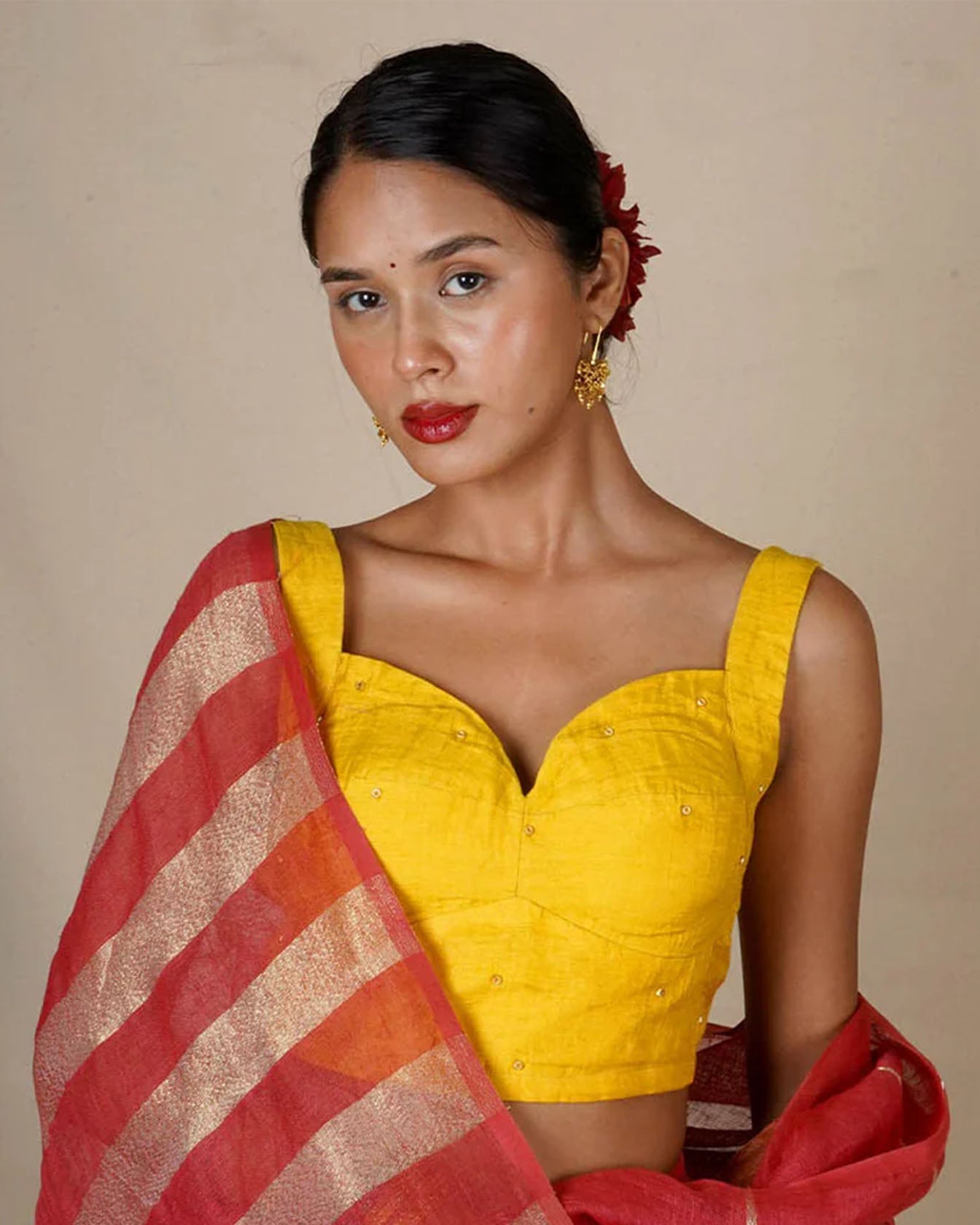 Rashmi Handwoven Linen Zari Blouse - Eknoor