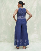 Khamaj Blue Handblock Print Cotton Blouse - INDI