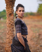 Starry Tulips Blockprinted Cotton Blouse-WWB