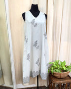 Aanya White Handblock printed Cotton dress - Love Despite