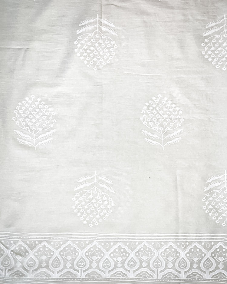 Feather Tide Ivory Block Printed Dupatta - SFD