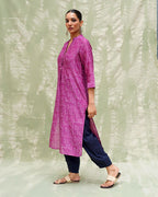 Shaam Si Tu Purple Handblock Printed Chanderi Silk Kurti - CHD