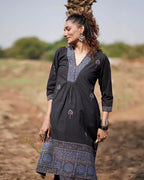 Twilight Petals Blockprinted Cotton Kurta Set-WWB