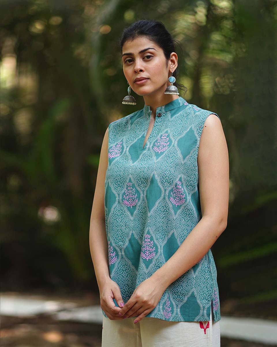 Tops on Jeans | Teal Green Tops | Chidiyaa