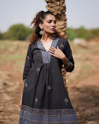 Twilight Petals Blockprinted Cotton Kurta Set-WWB