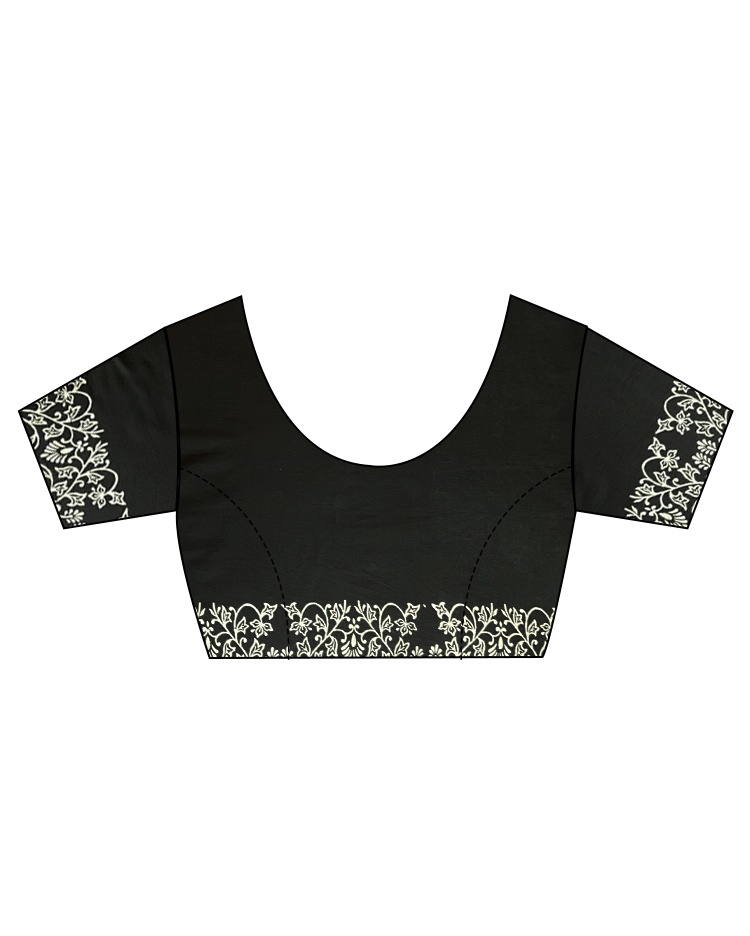 Song of Soil Black Block printed Cotton Saree