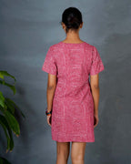 Nivara Red Hand Block Printed Dress-MYA