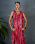 Sparshika Red Hand Block Printed Dress-MYA