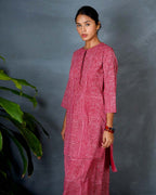Tarini Red Hand Block Printed Top-MYA