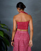 Smriti Red Hand Block Printed Top-MYA