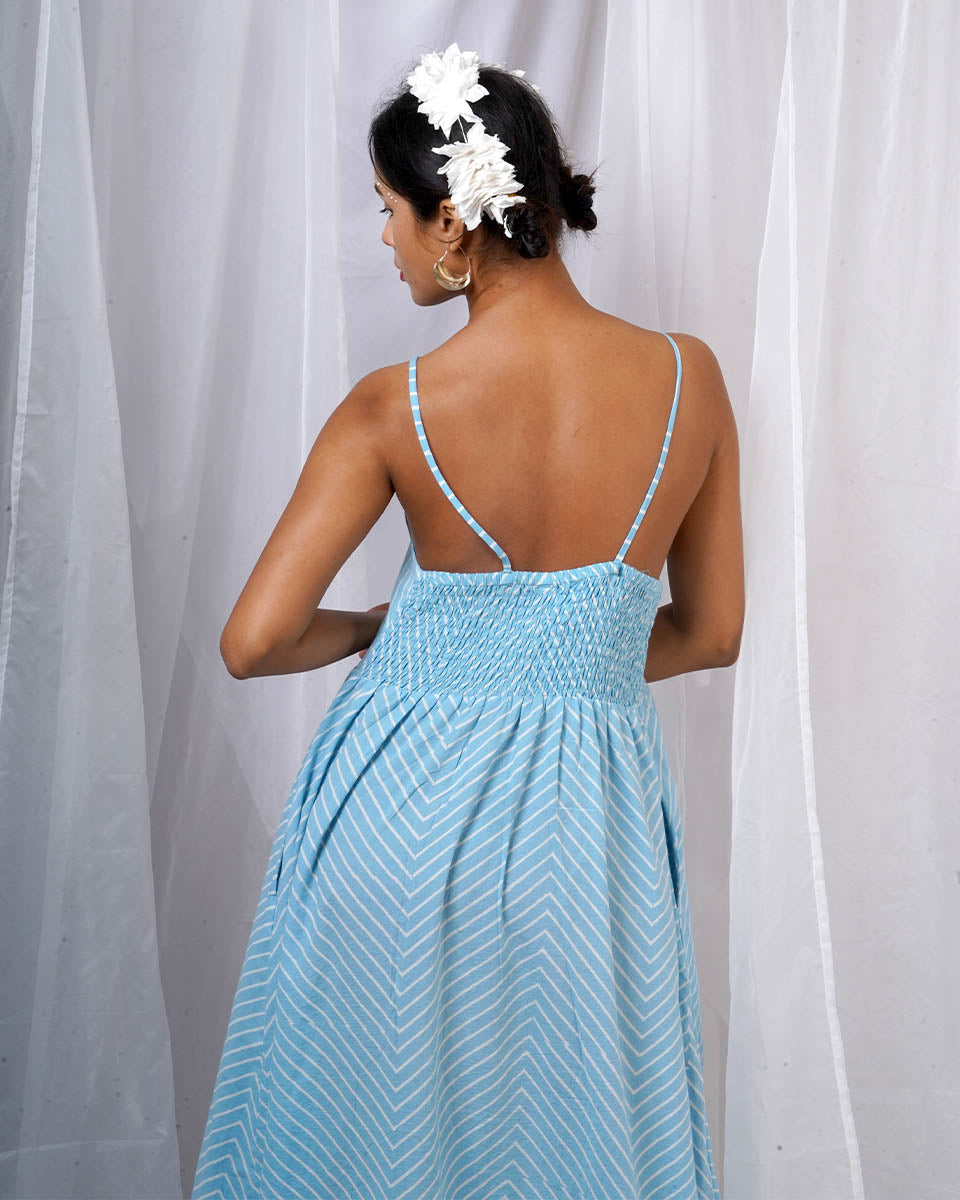 Gudiya Blue Hand Block Printed Dress-BAD