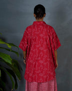 Myra Red Hand Block Printed Top-MYA