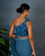 Inaya Teal Green Hand Block Printed Blouse-MYA