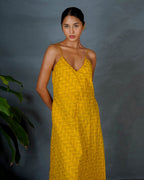 Amaira Yellow Hand Block Printed Dress-MYA
