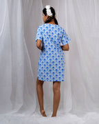 Ira Blue Hand Block Printed Dress-BAD