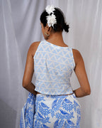 Pihu Ivory Hand Block Printed Blouse-BAD