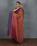 Chase Light Violet Handwoven Linen Saree - TARA