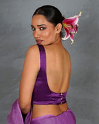 Lead Light Purple Mashru Silk Blouse - TARA