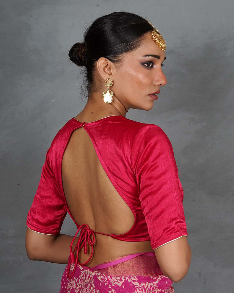 Aahana Magneta Pink Mashru Silk Blouse - TARA