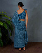 Sia Teal Green Hand Block Printed Saree-MYA