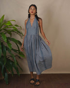 Lunar Hush Grey Block Printed Dress - BMS