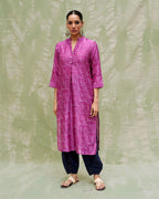 Shaam Si Tu Purple Handblock Printed Chanderi Silk Kurti - CHD