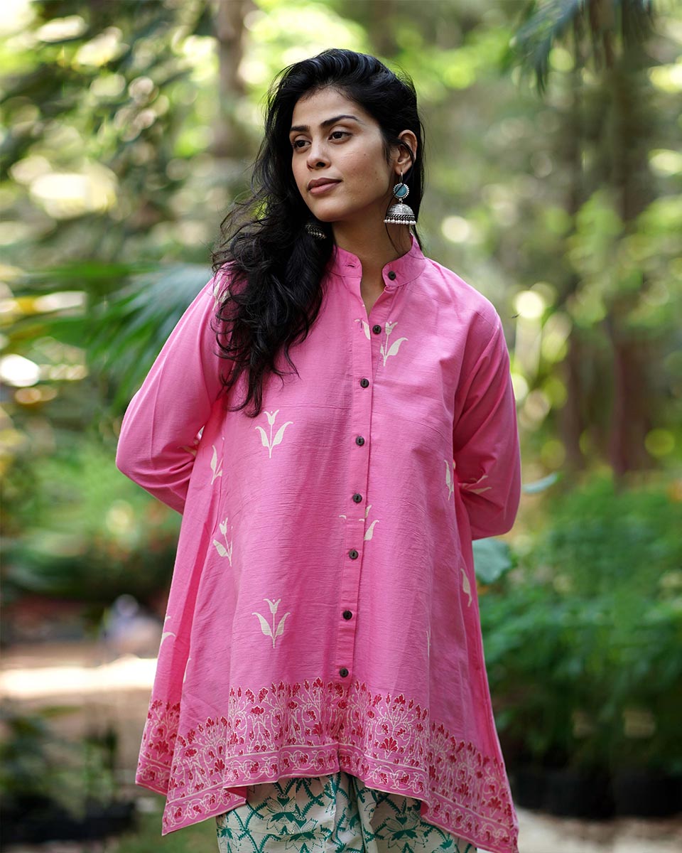 Magnoliaâ€™s Mist Pink Handblock Top - MMG