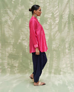 Tera Khumaar Pink Handblock Printed Chanderi Silk Kurti - CHD